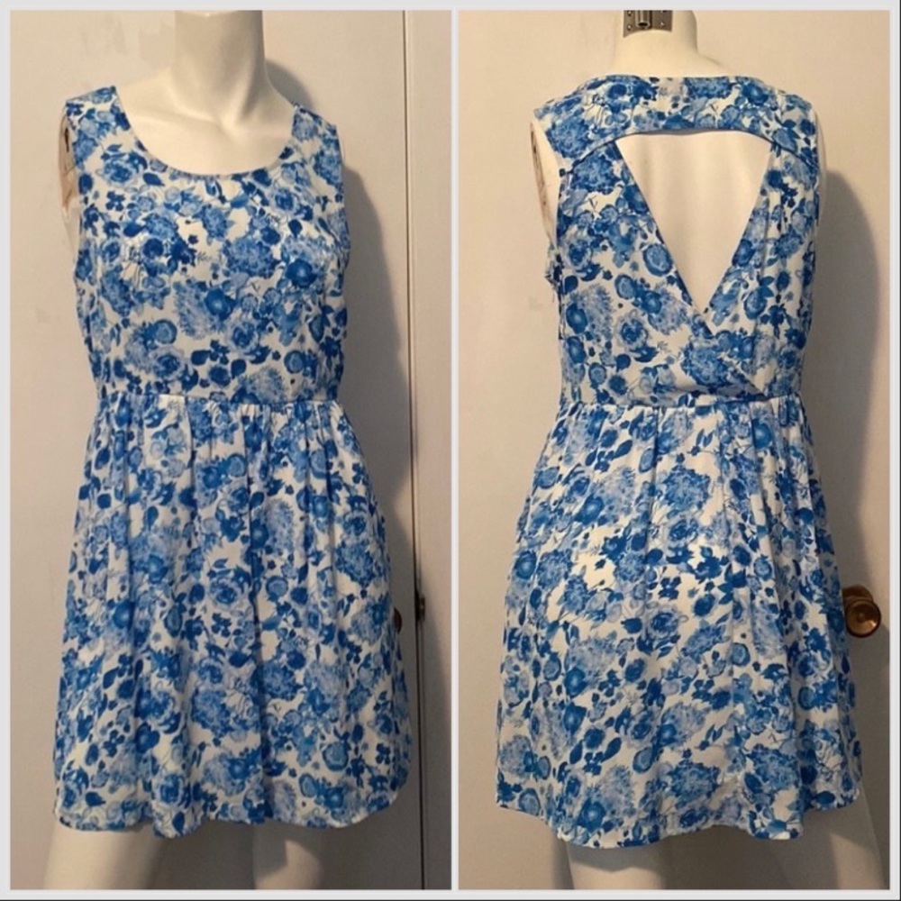 ☀️ Blue & White floral dress